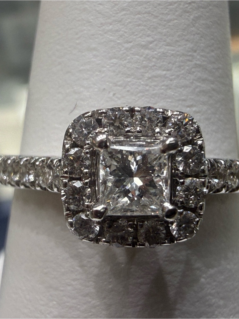 Diamond Halo Engagement Ring - White